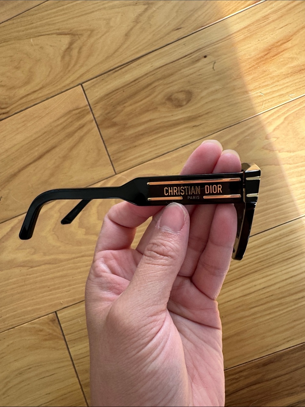 Dior Black Sunglasses with Gold Logo Accent - Picture 2 of 4